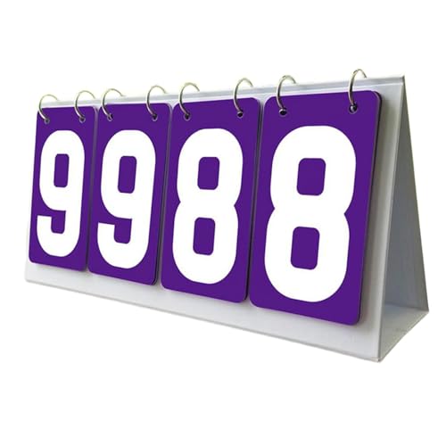 Aymzbd Tabletop Score Flipper, Sports Scoreboard 4 Digits Manual Score Flip Cards Flip Number Score Board for Volleyball Football, Purple