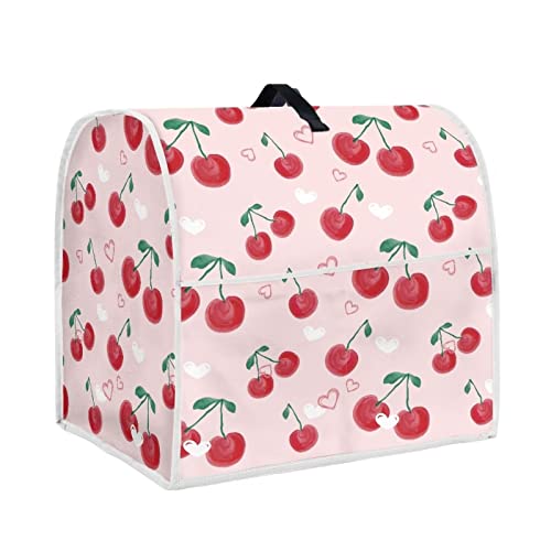 JOAIFO Red Cherry Print Kitchen Aid Mixer Cover,Stand Mixer Cover Compatible with 6-8 Quart Tilt Head Bowl Lift Models Mixer,Mixer Dust Cover,Cute Kitchen Aid Mixer Accessories,Pink