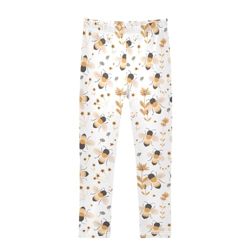 senya Girls Printed Leggings Yoga Pants Honeybee Pattern for Kids in 4t to 10 Years, 4T