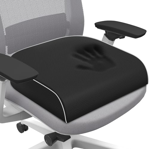 SweetSlubr Memory Foam Seat Cushion, Office Chair Cushion, 3-Inch, Large