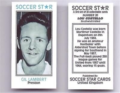 SOCCER STAR - Preston North End GIL LAMBERT collectable football trade card