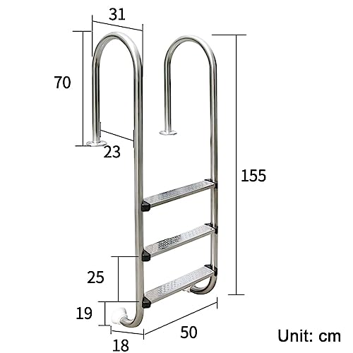 Escalera para Piscina de Acero Inoxidable con 2/3 Peldaños Antideslizantes miniatura 7