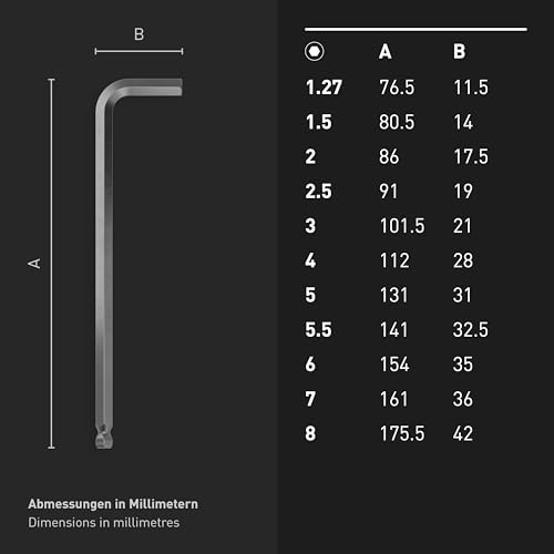 INBUS® Winkelschraubendreher Set 11tlg, 1.27–8mm, mit Kugelkopf – Ansicht 7