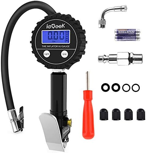 ieGeek Digital Tire Pressure Gauge Tire Inflator Gauge 200 PSI Air Chuck and Compressor Accessories with Rubber Hose and Quick Connect Coupler for Car Motorcycle Truck