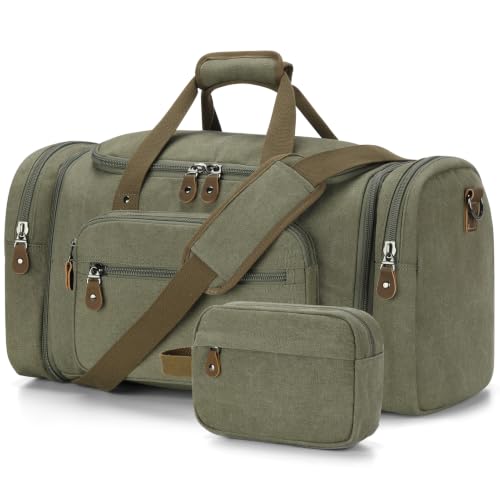 Image of Gonex Canvas Duffle Bag, Expandable 60L Travel Overnight Weekender Bag