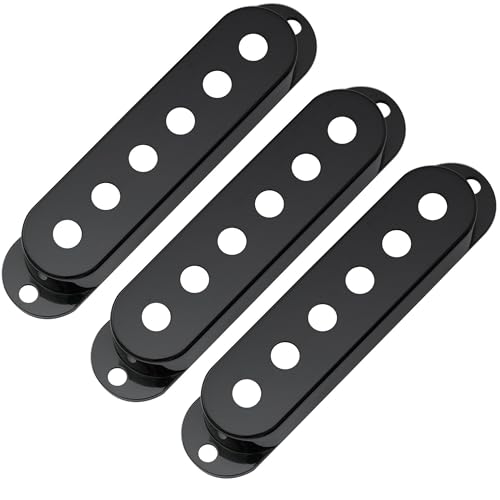 Musiclily Pro Kunststoff Gitarren Single Coil Tonabnehmer Abdeckungen Pickup Covers für USA/Mexico Strat E-Gitarre, Schwarz(3er Set)