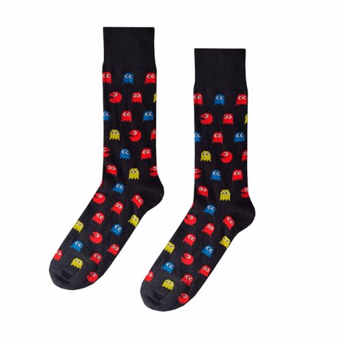 Consejos para Comprar Ropa de Caballero de Moda comprados en linea. 38 Calcetines De Vestir Caballero Diseño De 'Pac-Man' Color Moda Algodón