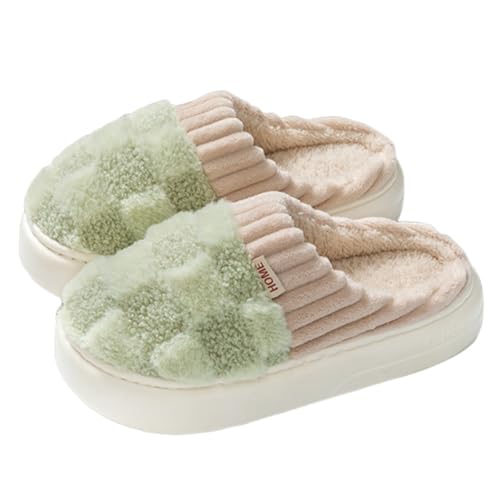 Checkered Slipper House Slippers for Women Men Plush Warm Fuzzy Indoor Slippers Flyffy Bedroom Shoes Slip On