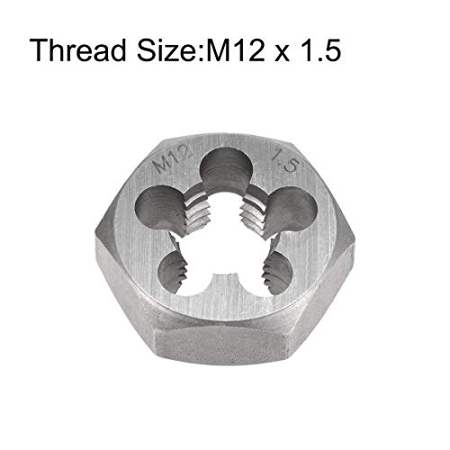 sourcing map Sechskant Schneideisen M12X1,5 Steigung Kohlenstoffstahl Metrische Kegelrohr Genauigkeitsgrad 6g