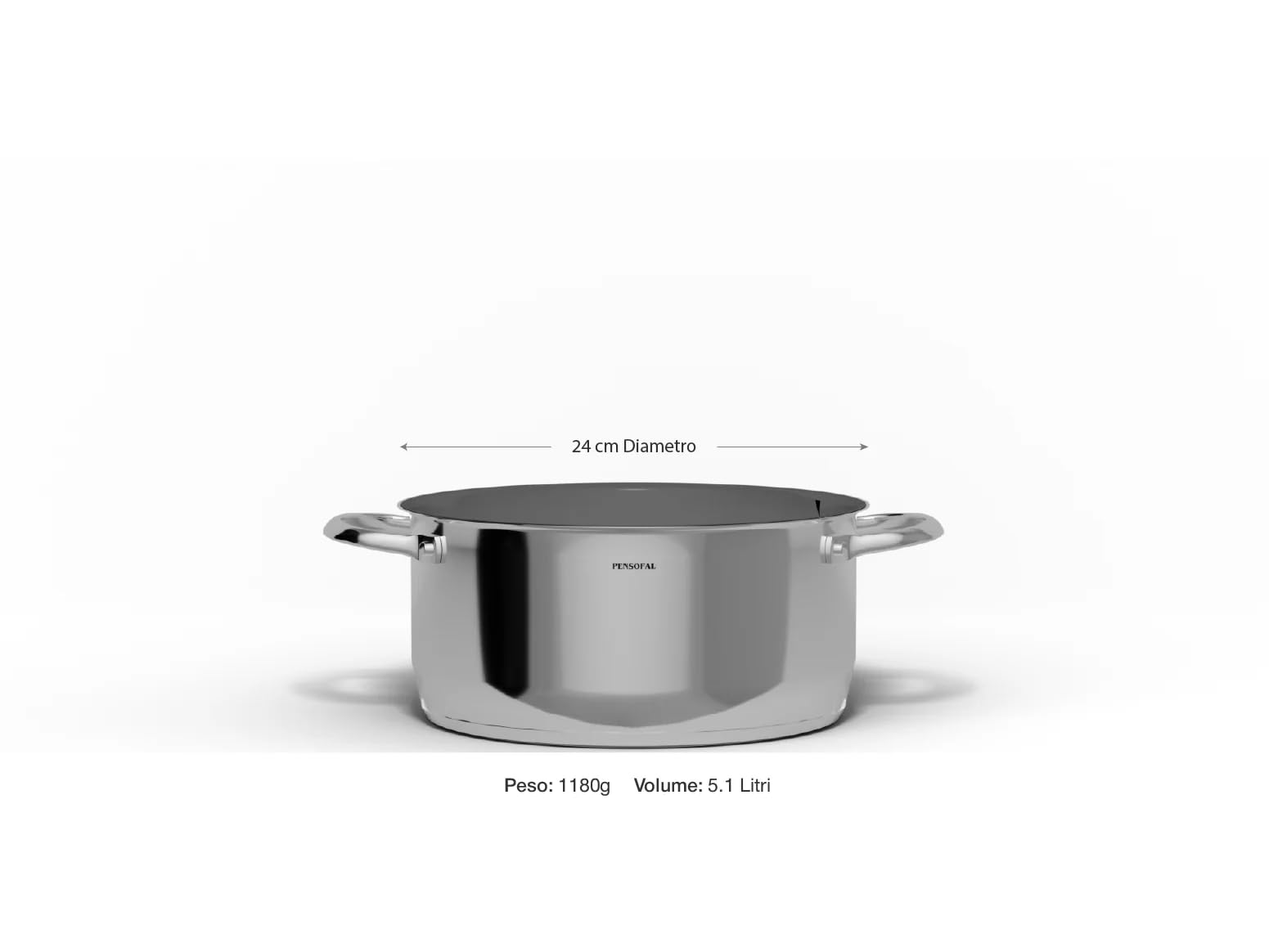 Pensofal - Casseruola cilindrica 2 maniglie diametro 24 cm con coperchio in vetro Articolo New Era