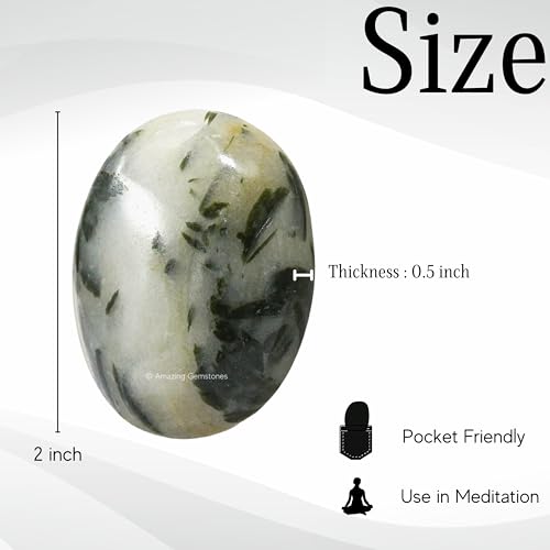 Image of Amazing Gemstone Green Tourmaline in Quartz Crystals and Healing Stones - Large Palm Stone Crystals Piedra - Crystal for Good Luck,Positivity,Meditation - Unique Stocking Stuffers and Birthday Gifts