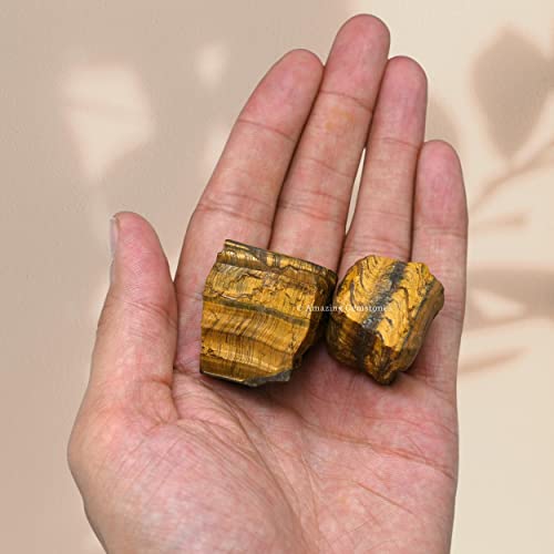 Image of Amazing Gemstone Tiger Eye Raw Crystals and Healing Stones, Natural Rocks for Tumbling and DIY Raw Stones and Crystals (5 Pieces)