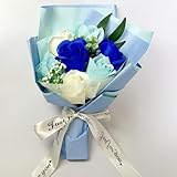 ソープフラワー 造花 花束 ソープフラワーギフト シャボンフラワ せっけん素材で作られたお花 ほのかな香りプレゼントバレンタインデー 母の日 結婚記念日 フラワーソープ 花束 誕生日クリスマス 新年 お祝いに適用 (ブルー)
