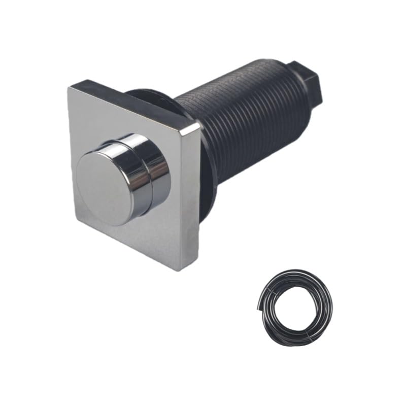 Solid Brass Air Switch Button, 47mm Square Pneumatic Momentary Push Button Kit for Sink Top Counter, Garbage Disposal Part(Square,Matte Black) (Flat Matte Black)