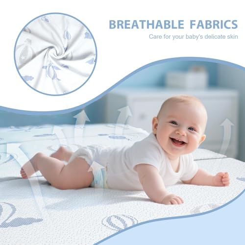 Image of Trifold Pack and Play Mattress, 38 inchx26 inch High Density Foam Pack N Play Mattresses for Baby Toddler, Foldable Portable Travel Crib Mattress for Pack N Play with Bag