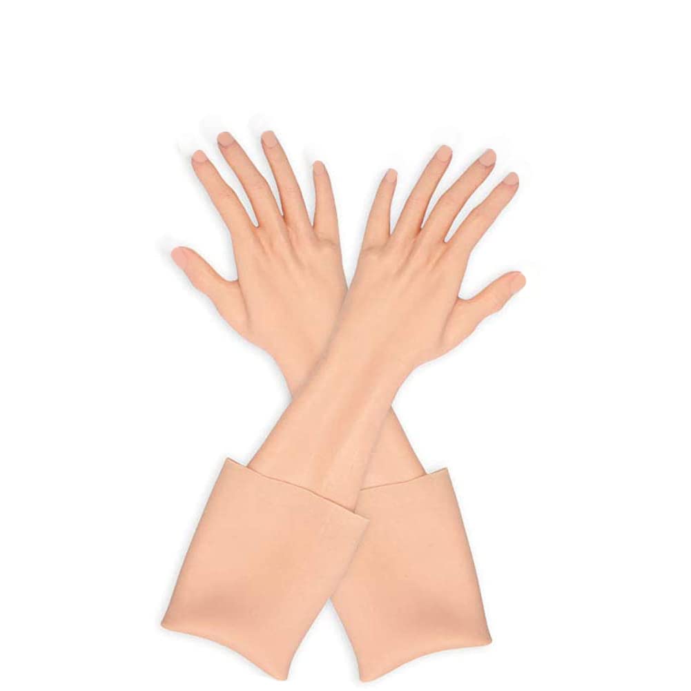 Guanti realistici in silicone falso mano femminile artificiale per la pelle protesica Crossdresser Cosplay