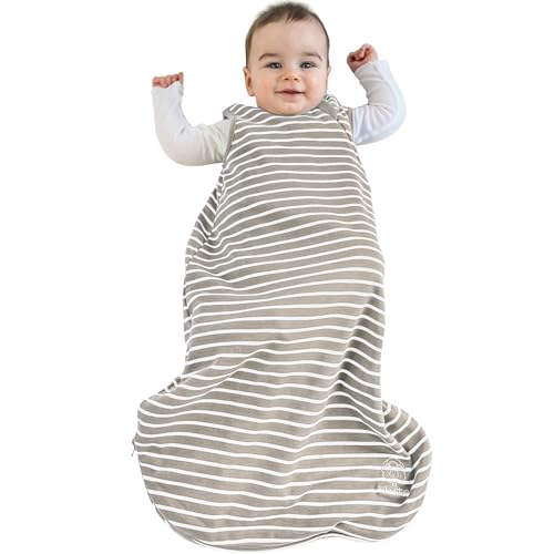 Woolino Merino Wool and Organic Cotton Baby Sleep Bag - 4 Season Classic Sleep Sack - Two-Way Zipper Baby Sleeping Bag - 6-18 Months - Earth