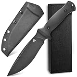 Sitivien ST38 Fixed Blade Knife Black Stonewashed AEB-L Steel Blade G10 Handle Full Tang Knife with Sheath for Outdoor Camping Hiking Working Survival (Black)