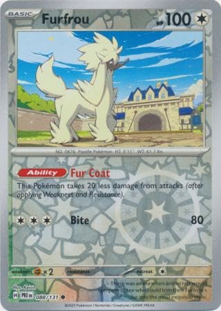 Pokemon Furfrou 088/131 Prismatic Evolutions – Carta singola in lamina inversa