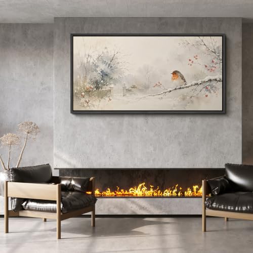 Image of MUDECOR Extra Large Framed Canvas Print Wall Art Robin Art for Living Room