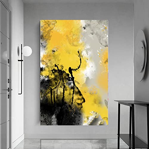 Peinture murale encre et lavage abstrait nordique KEBIA salon toile 35x50 cm