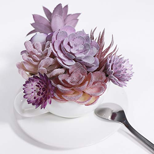 Tiita Small Artificial Succulent Plants Fake Faux Succulents Plants Floral For Garden Wedding Home Decor Different Size Different Type Unpotted Textured Succulents For Diy- 9Pcs Purple Flowers #TOP4