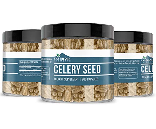 image for Earthborn Elements 100% Pure Celery Seed, 200 Caps, 630 mg/Serving, 10