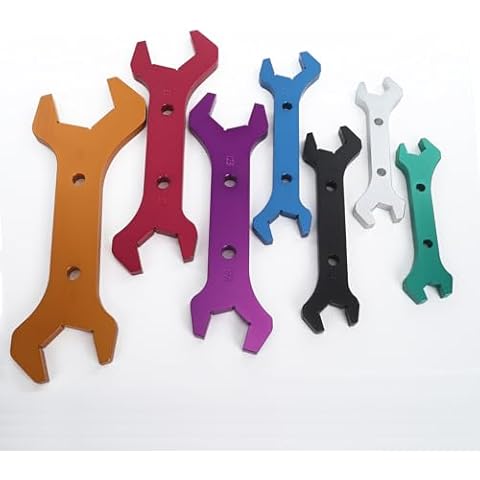 AC PERFORMANCE -3 AN to -20 AN Spanner Tool Set Aluminum Double Hose End Fitting Wrench Kit, Set of 7 Cover