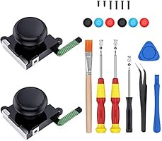 2-Pack 3D Joycon Joystick Replacement,ABLEWE Analog Thumb Stick Joycon Repair Kit for Switch, Include Tri-Wing, Cross Screwdriver, Pry Tools + 6 Thumbstick Caps+1 Brush