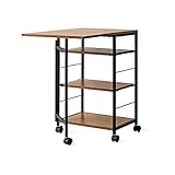 エア・リゾーム キッチンワゴン キャスター付き 3段 スリム キッチンラック キッチン 収納 バタフライワゴン maino(マイノ) ライトブラウン×ブラック