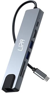 Lipa S8 7 in 1 usb c docking station - For laptops, computers and more - 100W Power Dock charging - HDMI 4K - RJ 45 ethernet - SD and MicroSD - USB 3.0 and USB 2.0 - Aluminum housing