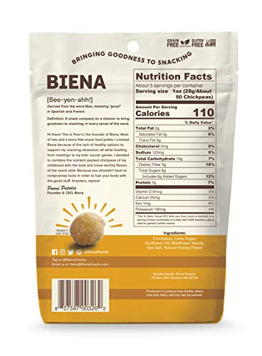 Biena Chickpea Snacks Variety Pack, Sea Salt And Honey Roasted Combo (4 Bags Each) | Gluten Free, Dairy Free, And Vegetarian | Plant-Based Protein (8 Bags Total) #TOP5