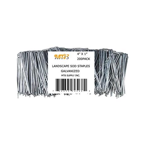 MTB 200 Pack 4x1 inch 11GA(0.12inch) Sod Staples Garden Pins Netting Stakes Ground Spikes Landscape Cover Pegs Anti-Rust Galvanized Cover