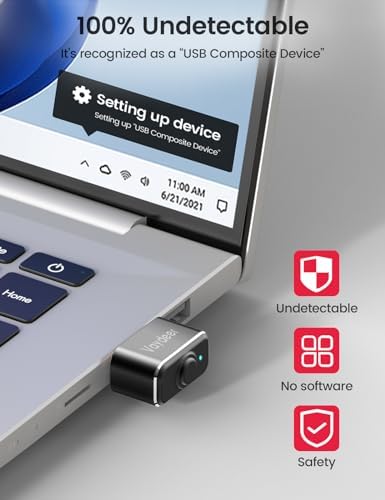 (Metalowy) VAYDEER Mini Mouse Jiggler USB Mouse Mover z włącznikiem wł./wył., bez sterowników, nie jest wykrywalny, symuluj ruch wskaźnika, Plug and Play, kolor czarny