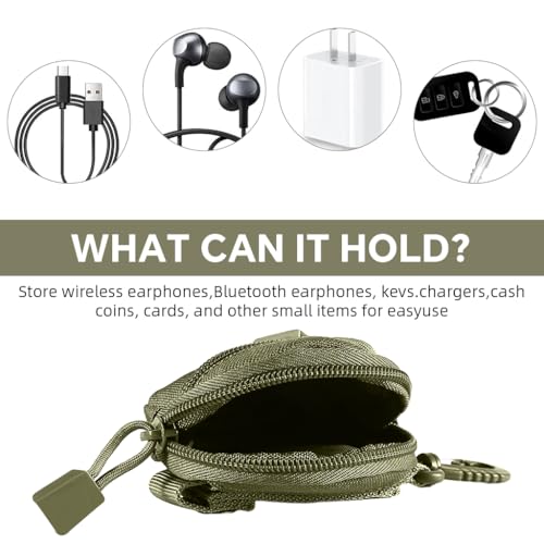 Image of ZIBUYU Zipper Pouch Bag Backpack Earphone Bag with Quick Connect Clasp, Small Oxford Cloth Accessories Bag Coin Pouch Utility Pouch for Backpack, Bag, Keyring