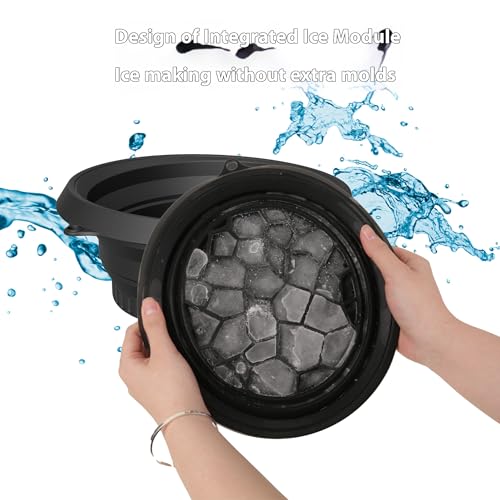 Image of Facial Cold Plunge Bowl, Bowl For Face Ice Bath, Foldable Large For Face Ice Bath, Facial Cold Plunge Portable For, Hanging Storage (Green)