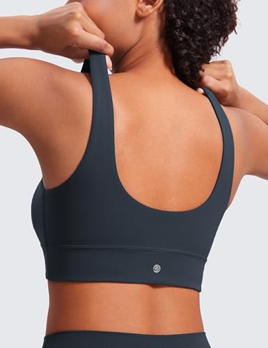 Image of CRZ YOGA Butterluxe U Back Sports Bras | Light Support, Removable Pads, Yoga, Extremely Soft, Longline, Scoop Neck, Wide Straps, for Women