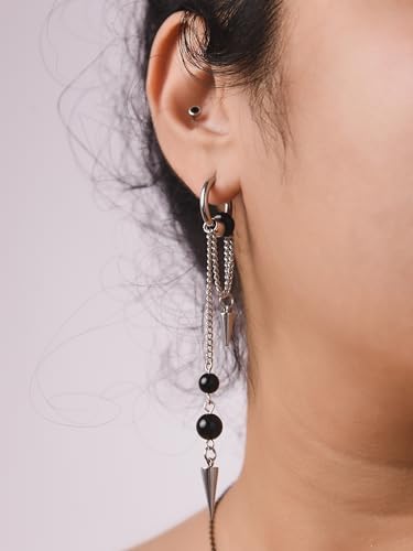 Sacina Goth Spike Chain Hoop Earrings, Emo Punk Grunge Earrings, Gothic Jewelry, Christmas Jewelry Gift For Women2