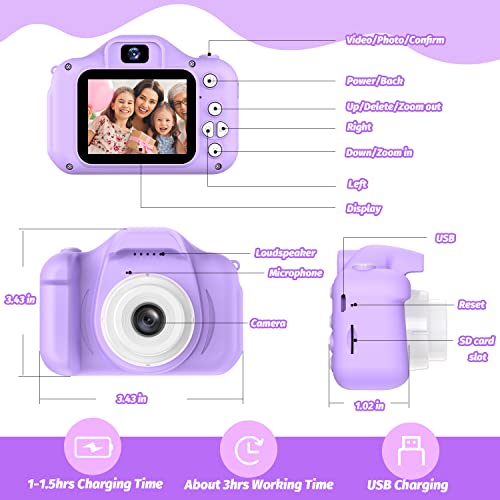 Mgaolo Children's Camera Toys For 3-12 Years Old Kids Boys Girls,Hd Digital Video Camera With Protective Silicone Cover,Christmas Birthday Gifts With 32Gb Sd Card (Unicorn Purple) #TOP5