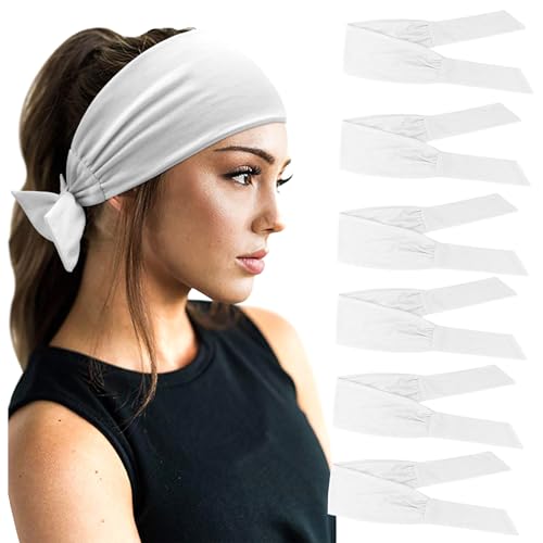 Image of DRESHOW 6 PCS Adjustable Headbands for Women Knotted Headbands Elastic Non-Slip Fashion Hair Bands for Workout Sports Running Yoga