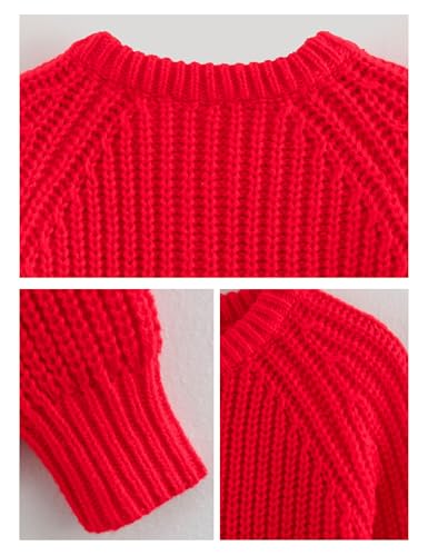 Image of Esmeling Women's Long Sleeve Crewneck Sweater Cardigans Fall Casual Solid Chunky Knit Coat