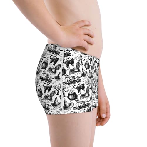 Boys' Cotton Boxer Brief Soft Underwear-Black White Halloween2