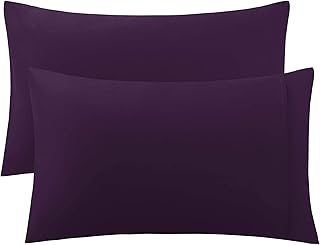Premium Hotel Quality 2 Piece Pillow Cases 100% Egyptian Cotton 600 Thread Count Pattern Solid (Queen Purple )