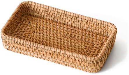 DGLQMYX Small Woven Wicker Basket - 9.8" Round Entryway Organizer For Keys, Wallet, Cell Phone Snacks Wicker Woven Bread Basket Natural Rattan Round Stackable - View #11