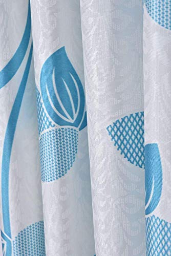 Image of Premium Curtains for Living Room & Bedroom | 5ft Long Window Parda| Heavy Fabric | Designer Drapes (Set of 1 Pcs, Aqua Colour)