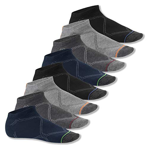 Footstar Lot de 8 paires de chaussettes de sport mixtes - Modèle court, style fluo ou classique - Gris - 43-46 Cover