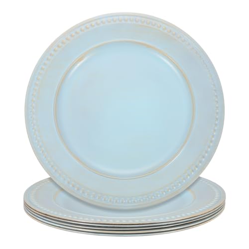 uxcell 6pcs Vintage Charger Plates Bulk, 13 Inch Plastic Beaded Chargers for Dinner Plates Set Round Plate Charger for Wedding Party Event Table Setting Decoration, Aquamarine uxcell 6pcs Vintage Charger Plates Bulk, 13 Inch Plastic Beaded Chargers for Dinner Plates Set Round Plate Charger for Wedding Party Event Table Setting Decoration, Aquamarine