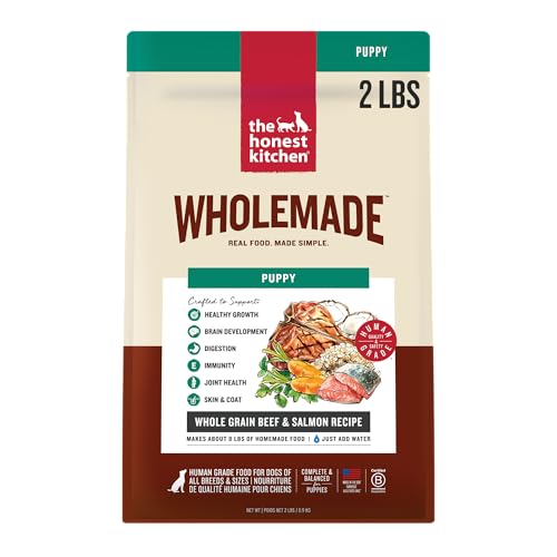Image of The Honest Kitchen Human Grade Wholemade Whole Grain Beef & Salmon Dehydrated Puppy Dog Food, 2lb Bag (Makes 8lbs)