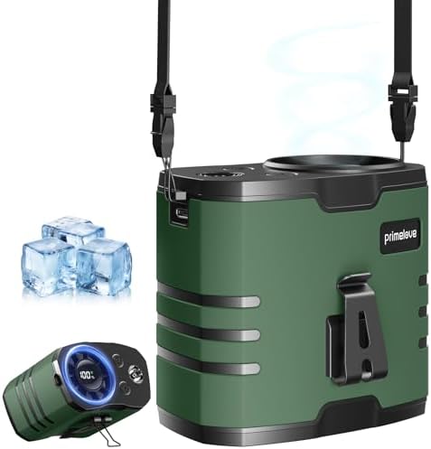 Portable Waist Fan 10000mAh Rechargeable,Clip on Belt Fan With 10 Speeds 16000PRM Strong Airflow,Hands-Free Hanging Neck Fan,Long-Lasting Cooling for Camping,Hiking,Outdoor,Jobsite,Green