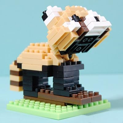 Assembled DAISO Petit Block Lesser Panda model, front view